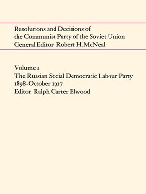 cover image of Resolutions and Decisions of the Communist Party of the Soviet Union Volume 1